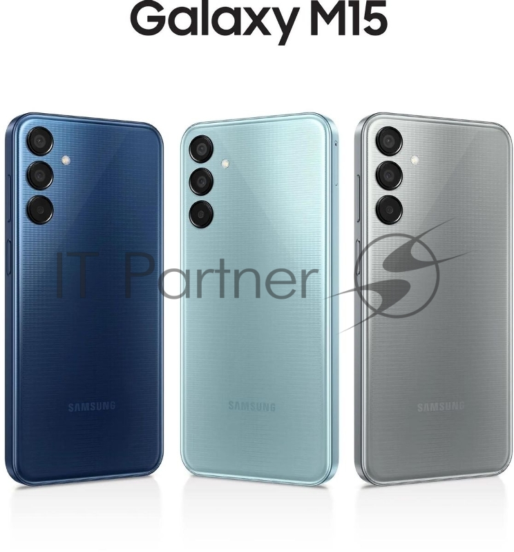 Смартфон Samsung SM-M156B Galaxy M15 128Gb 6Gb серый моноблок 3G 4G 2Sim 6.5 1080x2340 Android 14 50Mpix 802.11 a/b/g/n/ac NFC GPS GSM900/1800 GSM1900 TouchSc microSD max1024Gb