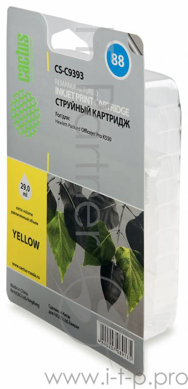 Картридж струйный Cactus CS-C9393 №88 желтый для HP DJ Pro K550 (29мл)