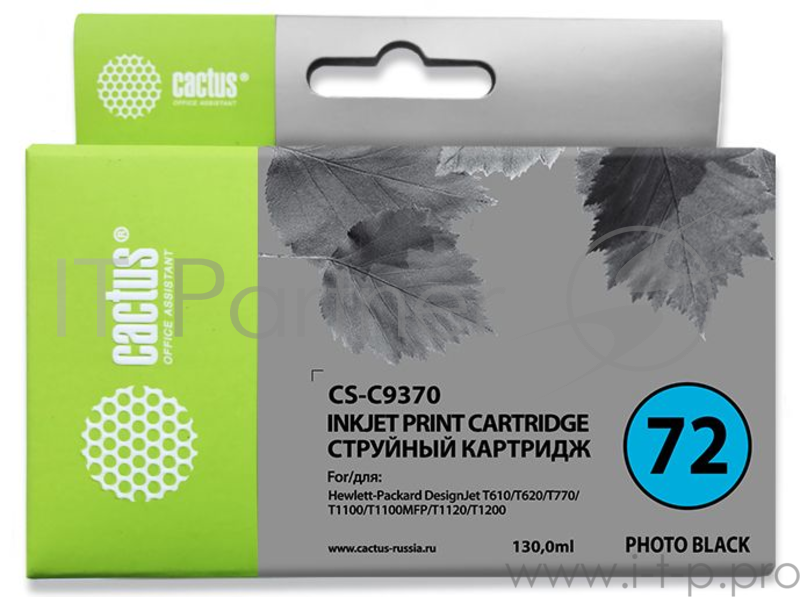 Картридж струйный Cactus CS-C9370 фото черный для №72 HP DesignJet T610/T620/T770/T1100 (130ml)