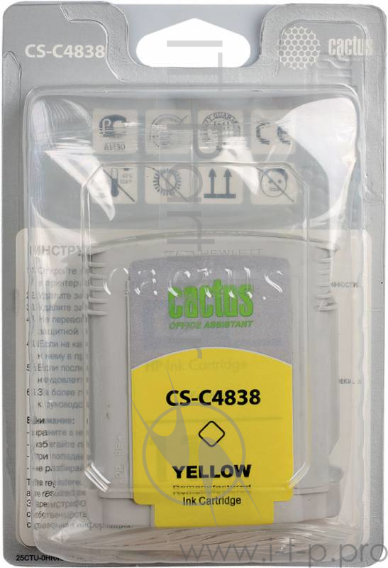 Картридж струйный Cactus CS-C4838 №11 желтый для HP 2000/2500/BIJ 1000/1700/Colorpro GA (29мл)