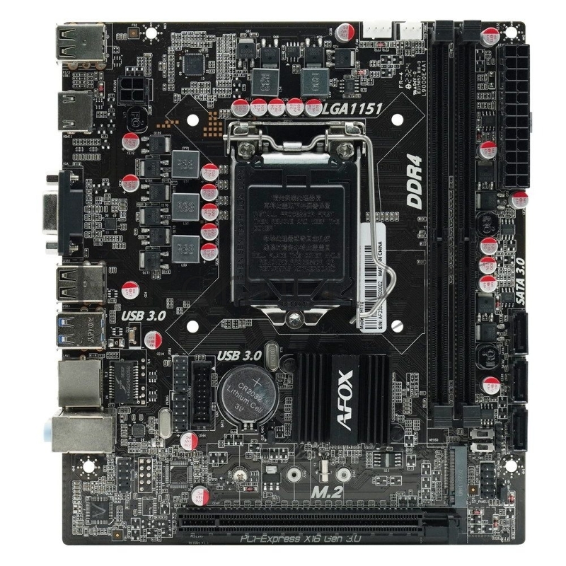 Материнская плата IH110D4-MA5-V2 AFOX motherboard intel H110, INTEL Socket 1151, 1000Mbps, Micro-ATX