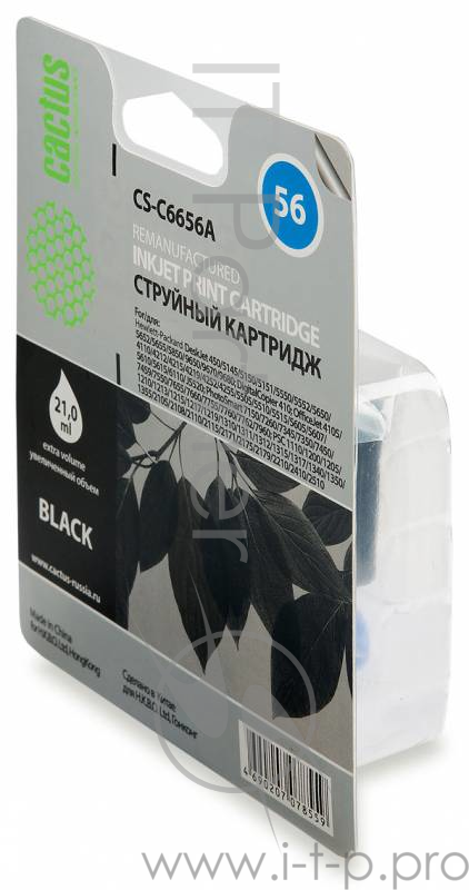 Картридж струйный Cactus CS-C6656A черный для №56 HP DeskJet 450/5145/5150/5151/5550/5552 (20ml)