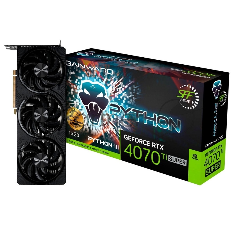 Видеокарта Gainward RTX4070Ti SUPER PYTHON III OC 16GB GDDR6X 256bit 3xDP HDMI 3FAN RTL