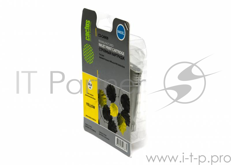 Картридж струйный Cactus CS-C4909 №940 желтый для HP DJ Pro 8000/8500 (30мл)