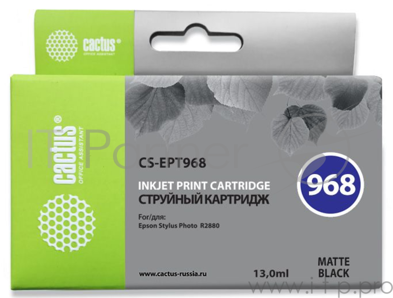 Картридж струйный Cactus CS-EPT968 черный матовый для Epson Stylus Photo R2880 (13мл)