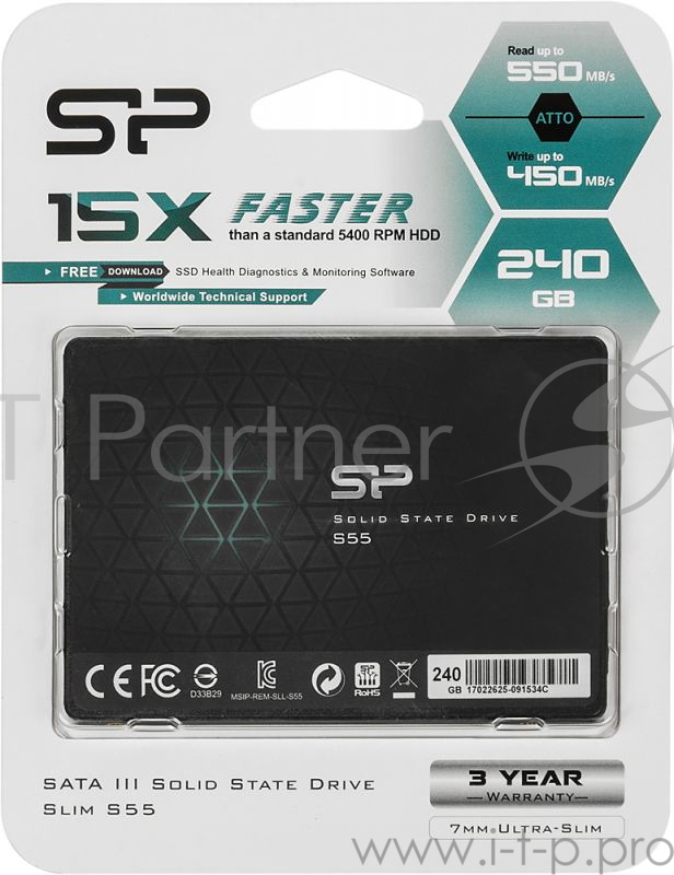 SSD диск 240ГБ 2.5 Silicon Power S55 SP240GBSS3S55S25 (SATA III)