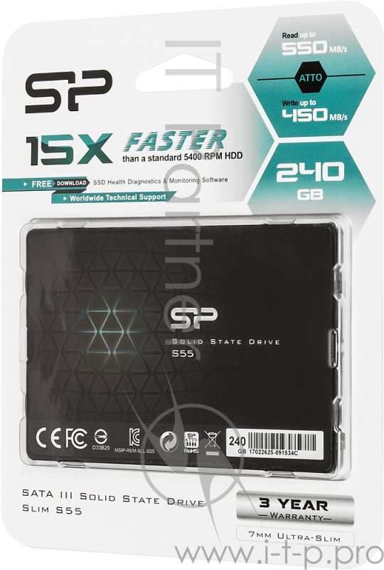 SSD диск 240ГБ 2.5 Silicon Power S55 SP240GBSS3S55S25 (SATA III)