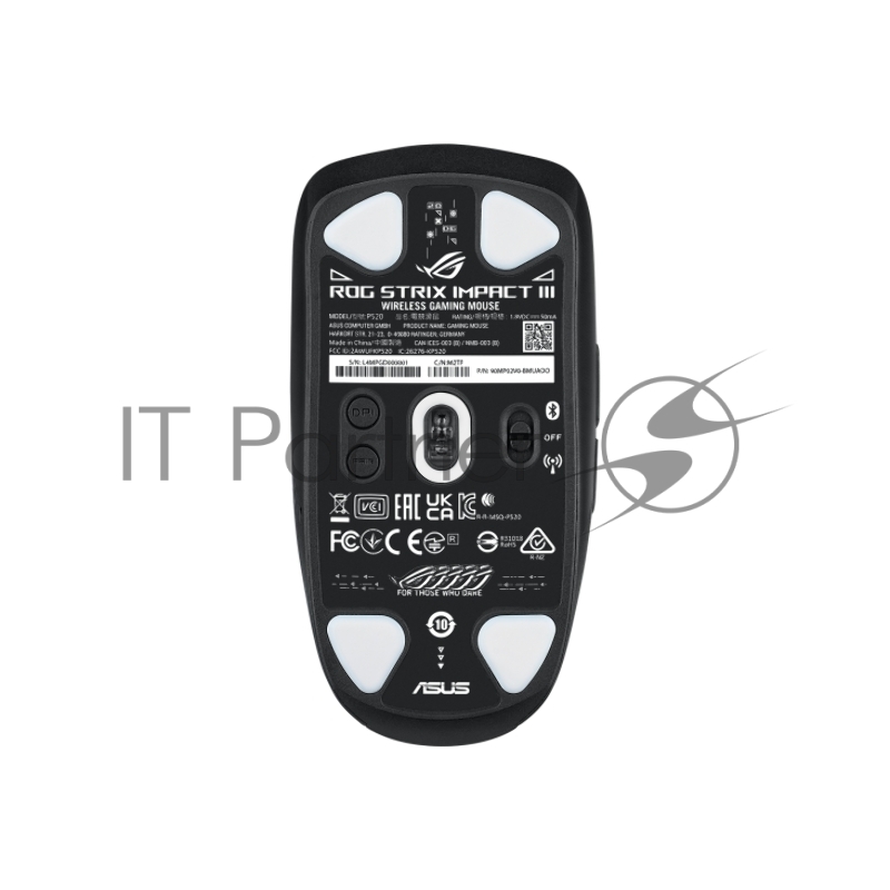 Мышь беспроводная ASUS ROG Strix Impact III Wireless черный, 36000 dpi, радиоканал, Bluetooth, USB, кнопки - 6