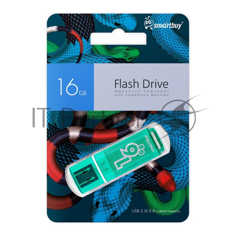 Флеш-память USB 2.0 Smartbuy 16GB Glossy series Green Snake Edition (SB16GBGSGSN)