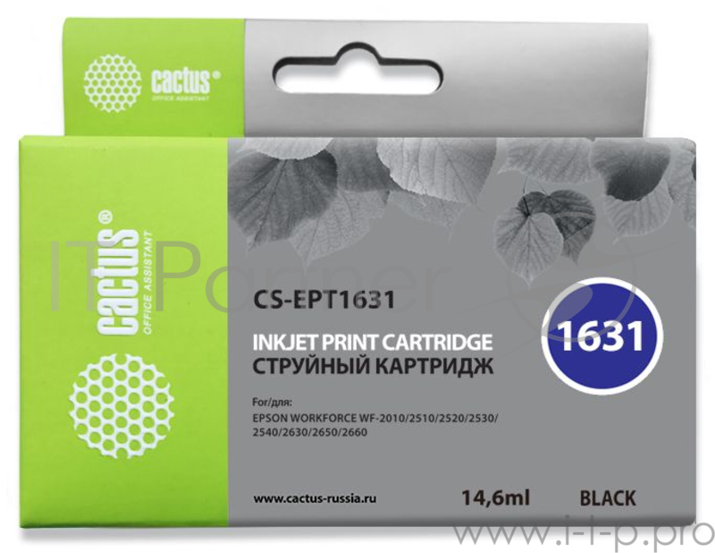 Картридж струйный Cactus CS-EPT1631 черный для Epson WF-2010/2510/2520/2530/2540/26 (14.6мл)