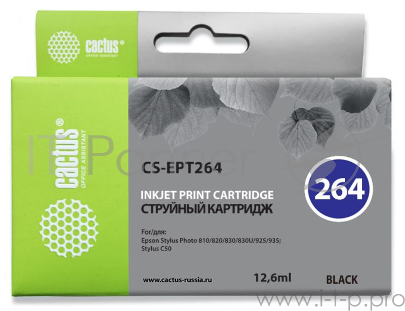 Картридж струйный Cactus CS-EPT264 черный для Epson Stylus Photo 810 (12.6мл)