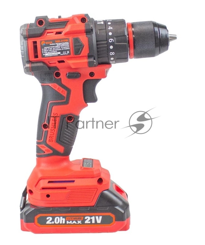 Дрель-шуруповерт аккумуляторная ударная EDON UAD-21PBL (2 АКБ*2Ач+ЗУ, 21В, 40Нм, кейс)