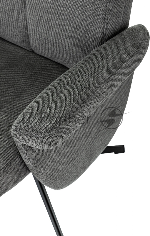 Кресло для дома Бюрократ _Baron с пуфом серый металл черный крестов. (_BARON/GREY)