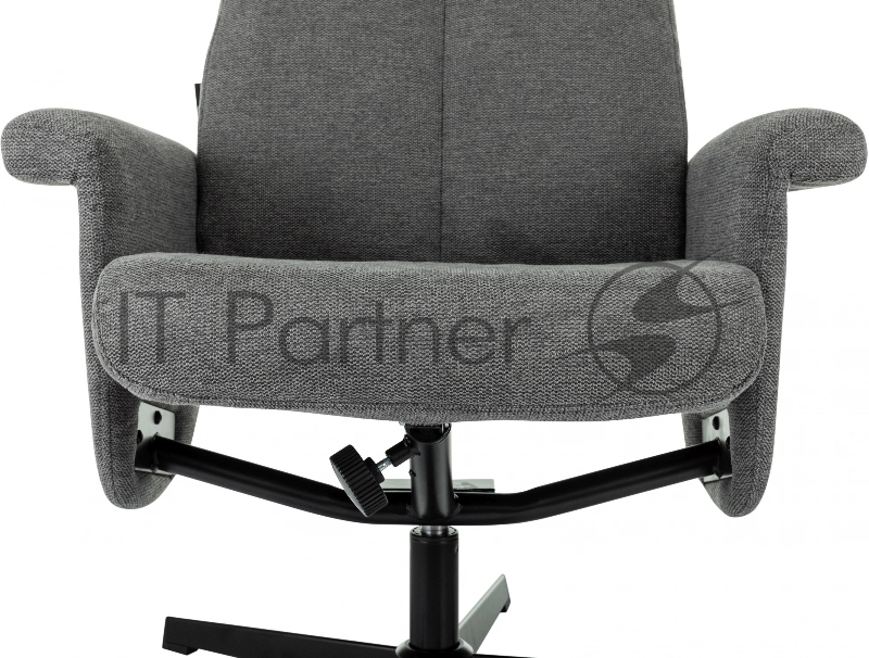 Кресло для дома Бюрократ _Baron с пуфом серый металл черный крестов. (_BARON/GREY)