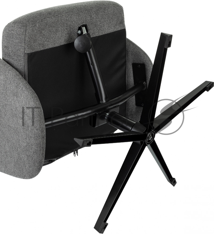 Кресло для дома Бюрократ _Baron с пуфом серый металл черный крестов. (_BARON/GREY)