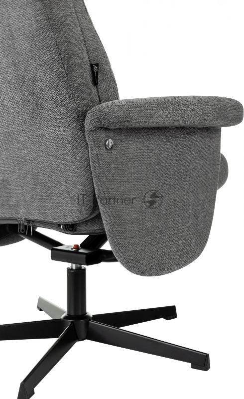 Кресло для дома Бюрократ _Baron с пуфом серый металл черный крестов. (_BARON/GREY)