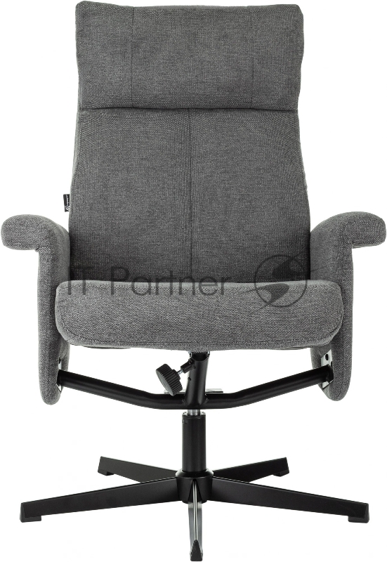 Кресло для дома Бюрократ _Baron с пуфом серый металл черный крестов. (_BARON/GREY)