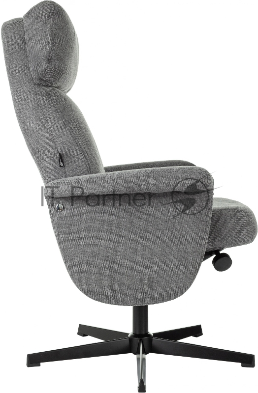 Кресло для дома Бюрократ _Baron с пуфом серый металл черный крестов. (_BARON/GREY)