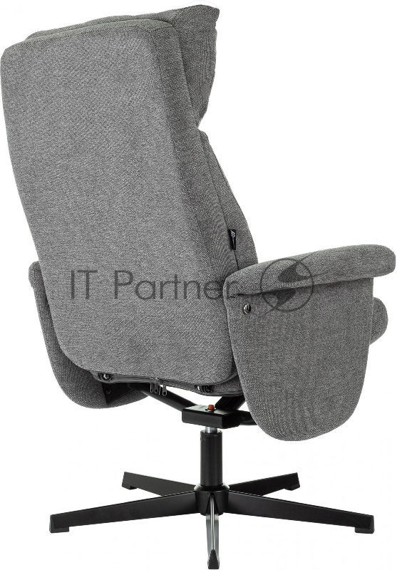 Кресло для дома Бюрократ _Baron с пуфом серый металл черный крестов. (_BARON/GREY)