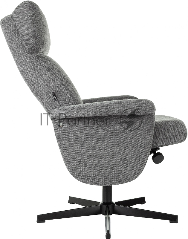 Кресло для дома Бюрократ _Baron с пуфом серый металл черный крестов. (_BARON/GREY)