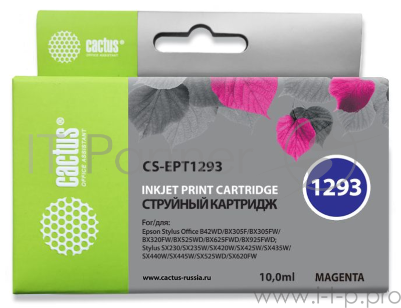 Картридж струйный Cactus CS-EPT1293 пурпурный для Epson Stylus Office B42/BX305/BX305F (10ml)