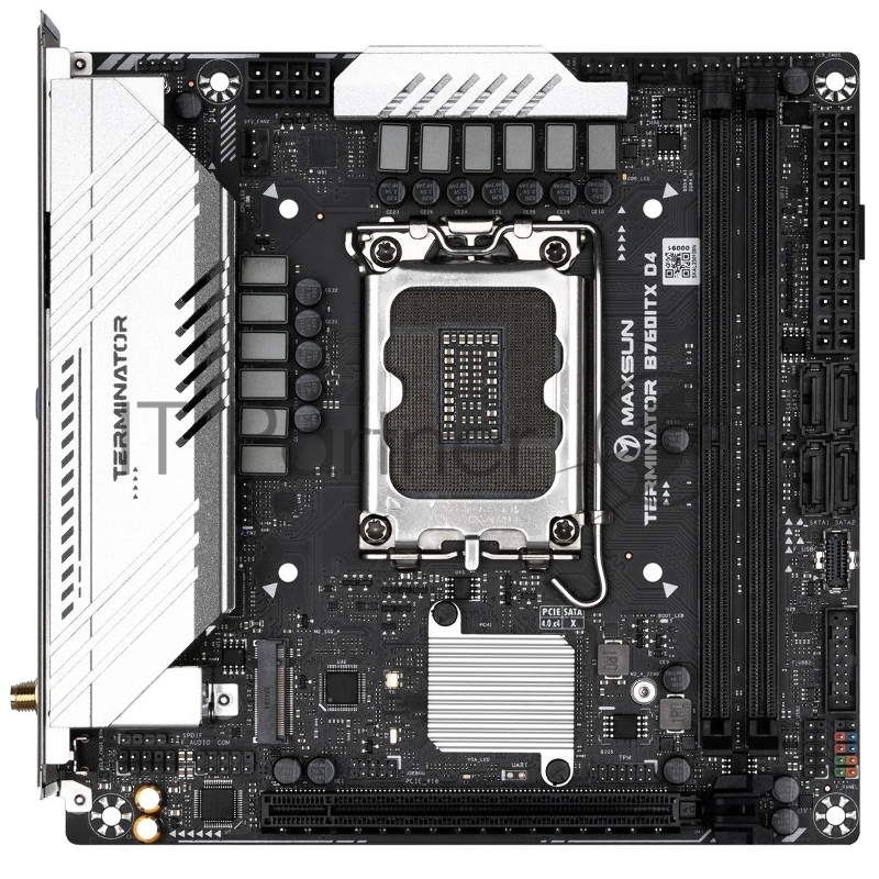 Материнская плата Maxsun MS-Terminator B760ITX D4 WIFI B760 LGA1700 2xDDR4 1xPCIEx16 2xM.2 1*TypeC(20Gpbs) 1*TypeC(5Gpbs) 6xUSB3.2Gen1 6xUSB2.0 4xSATA3.0 2.5G DP HDMI ITX RTL