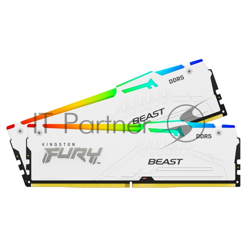 Память оперативная/ Kingston 32GB 5200MT/s DDR5 CL40 DIMM (Kit of 2) FURY Beast White RGB XMP