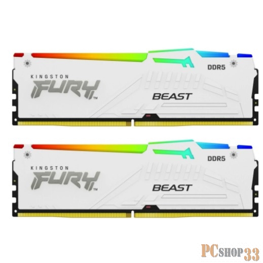 Память оперативная/ Kingston 64GB 6000MT/s DDR5 CL40 DIMM (Kit of 2) FURY Beast White RGB XMP