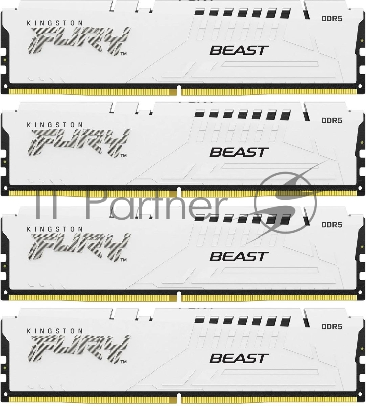 Память оперативная/ Kingston 64GB 6000MT/s DDR5 CL40 DIMM (Kit of 4) FURY Beast White XMP
