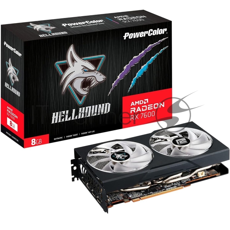 Видеокарта PowerColor RX7600 Hellhound 8GB GDDR6 128-bit DPx3 HDMI 2FAN RTL