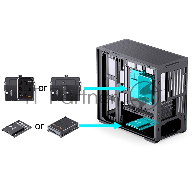 Корпус без блока питания/ Корпус JONSBO D300 Black MATX без БП, боковая панель из закаленного стекла, mini-ITX, micro-ATX, черный