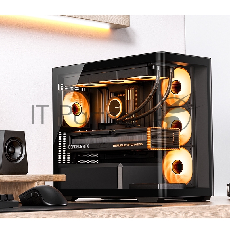 Корпус без блока питания/ Корпус JONSBO D300 Black MATX без БП, боковая панель из закаленного стекла, mini-ITX, micro-ATX, черный