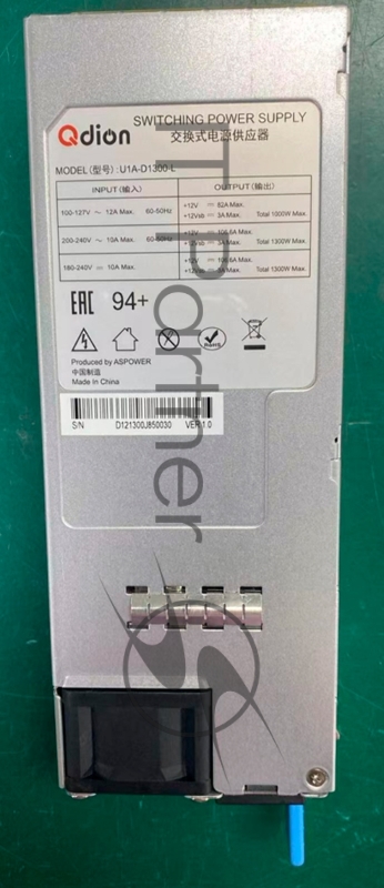 Блок питания серверный Server power supply Qdion Model U1A-D1300-L P/N:99MAD11300I1170114 CRPS 1U Module 1300W Efficiency 80 Plus Platinum, Gold Finger (option), Cable connector: C14