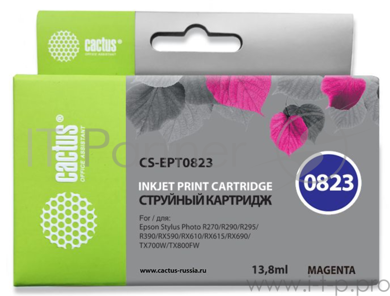 Картридж струйный Cactus CS-EPT0823 пурпурный для Epson Stylus Photo R270/290/RX590 (11.4мл)