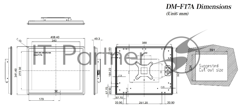 Промышленная мониторная панель LCD с сенсорным экраном DM-F17A DM-F17A/R-R30 17, входы VGA, HDMI, Display Port Диагональ экрана 17 Соотношение сторон 4:3 Тип дисплея LCD Разрешение экрана 1280x1024 Яркость, кд/кв.м 350 Контрастность 1000:1 Угол обзо