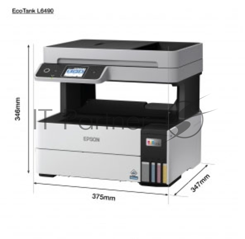 МФУ струйный Epson L6490 (C11CJ88405), A4, цветной, печ. до 17 стр/мин. (ч/б) до 9.5 стр/мин. (цвет), 1200 x 4800 dpi (печать) 1200x2400dpi (скан.), USB, RJ-45, Wi-Fi