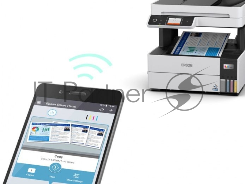 МФУ струйный Epson L6490 (C11CJ88405), A4, цветной, печ. до 17 стр/мин. (ч/б) до 9.5 стр/мин. (цвет), 1200 x 4800 dpi (печать) 1200x2400dpi (скан.), USB, RJ-45, Wi-Fi