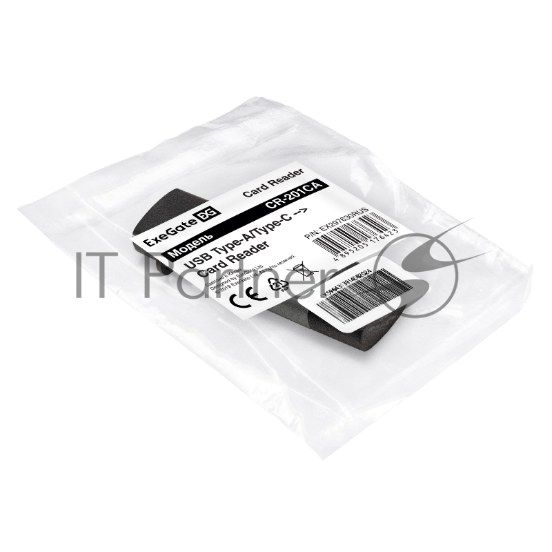 Устройство чтения/записи карт памяти ExeGate CR-201CA (кабель-адаптер USB Type-A/Type-C --> Card Reader, поддержка стандартов: SD/SDHC/MMCII/RS MMC, Micro SD/ Micro SDHC/Micro SDXC, Plug&Play, серый)