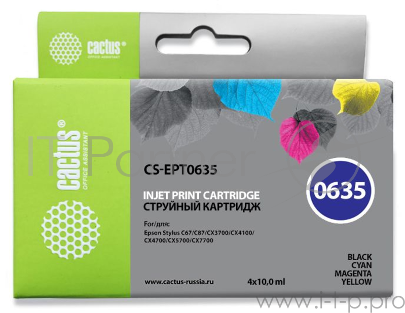 Картридж струйный Cactus CS-EPT0635 черный/голубой/пурпурный/желтый набор карт. для Epson Stylus C67