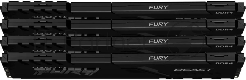 Оперативная память DDR 4 DIMM 128Gb PC28800, 3600Mhz, KingstonFURY Beast Black CL18 (Kit of 4) (KF436C18BBK4/128) (retail)