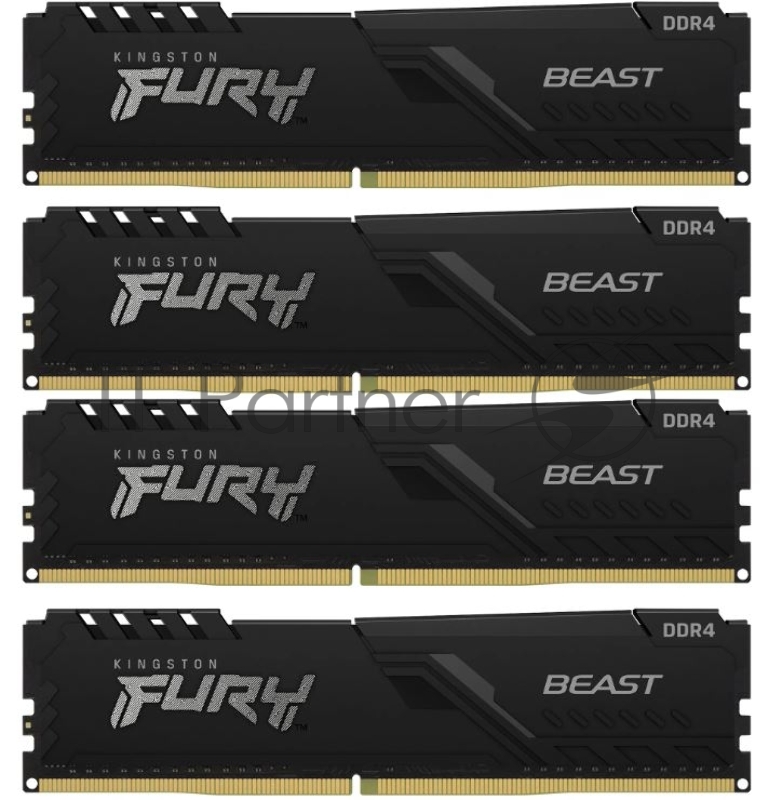 Оперативная память DDR 4 DIMM 128Gb PC28800, 3600Mhz, KingstonFURY Beast Black CL18 (Kit of 4) (KF436C18BBK4/128) (retail)