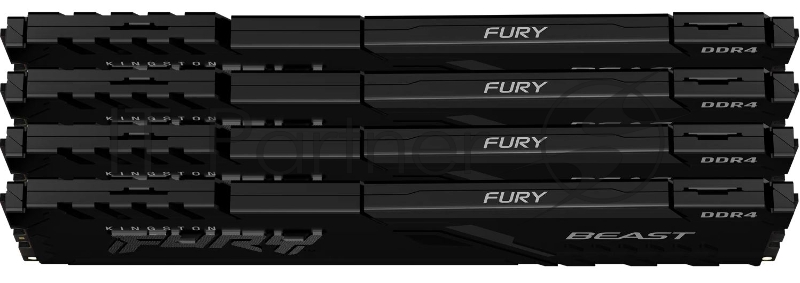 Оперативная память DDR 4 DIMM 128Gb PC28800, 3600Mhz, KingstonFURY Beast Black CL18 (Kit of 4) (KF436C18BBK4/128) (retail)