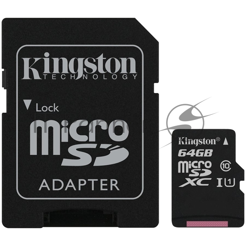 Флеш карта microSDHC 64GB microSDXC Class10 Kingston <SDCS2/64GB> Class10 UHS-I Canvas Select up to 100MB/s с адапт.