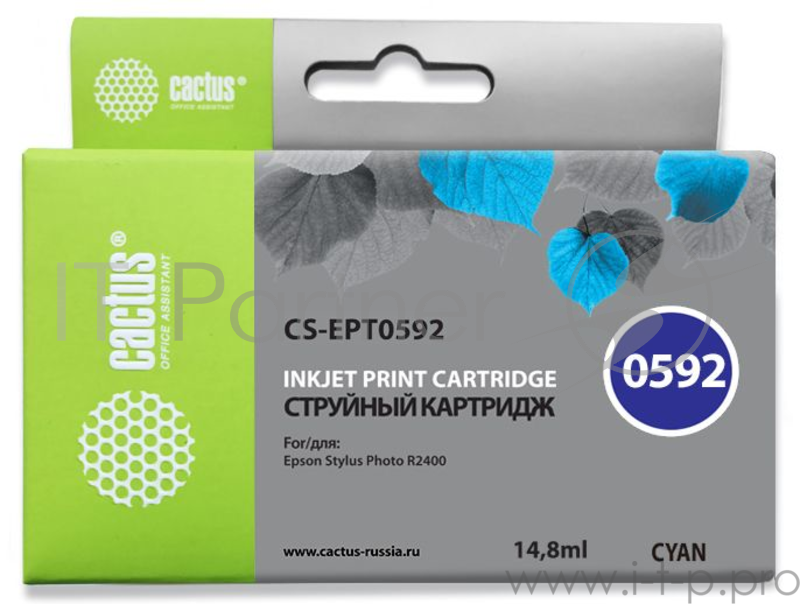 Картридж струйный Cactus CS-EPT0592 голубой для Epson Stylus Photo R2400 (14.8мл)