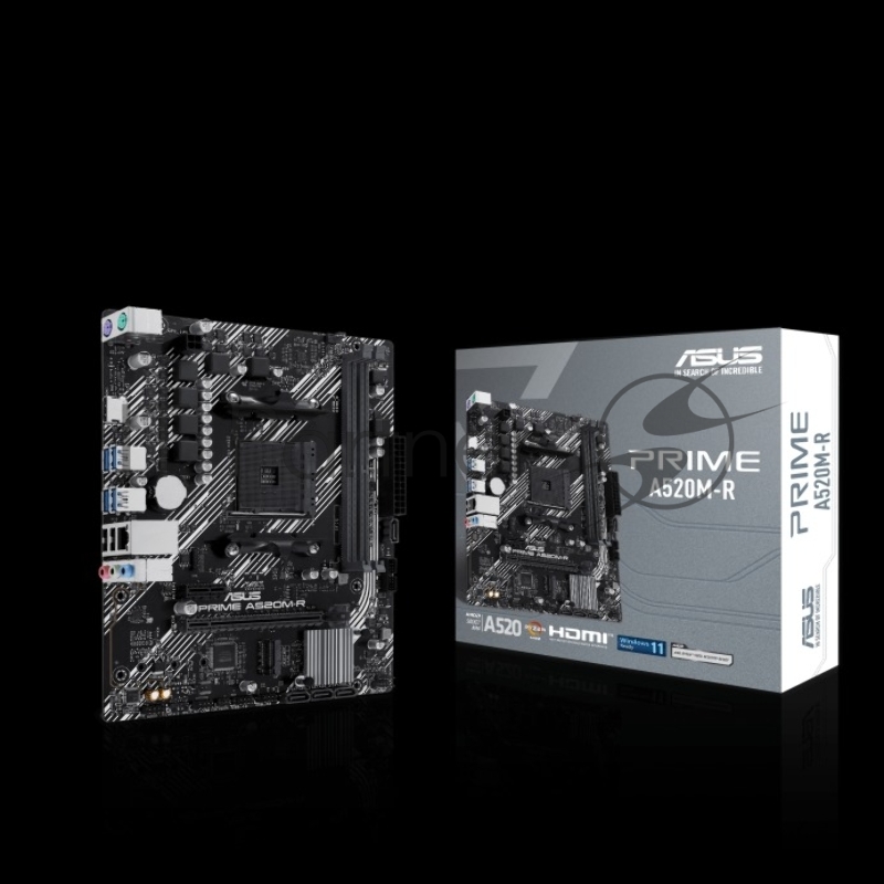 Материнская плата ASUS PRIME A520M-R, AM4, AMD A520, 2xDDR4, 4xSATA, 1xM.2, 1xPCI-E 3.0 x16, 1xPCI-E x1, 1xHDMI, 1x 1Gb LAN, 2xUSB-A 2.0, 4xUSB-A 3.2 Gen 1, 3x3.5 мм, 7.1, Micro-ATX
