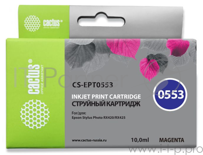 Картридж струйный Cactus CS-EPT0553 пурпурный для Epson Stylus RX520/Stylus Photo R240 (10мл)
