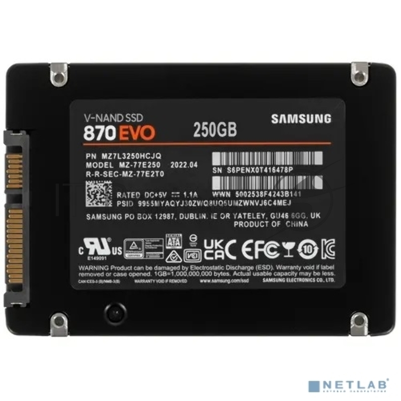 Накопитель SSD Samsung 250Gb 870 EVO MZ-77E250B/EU/CN