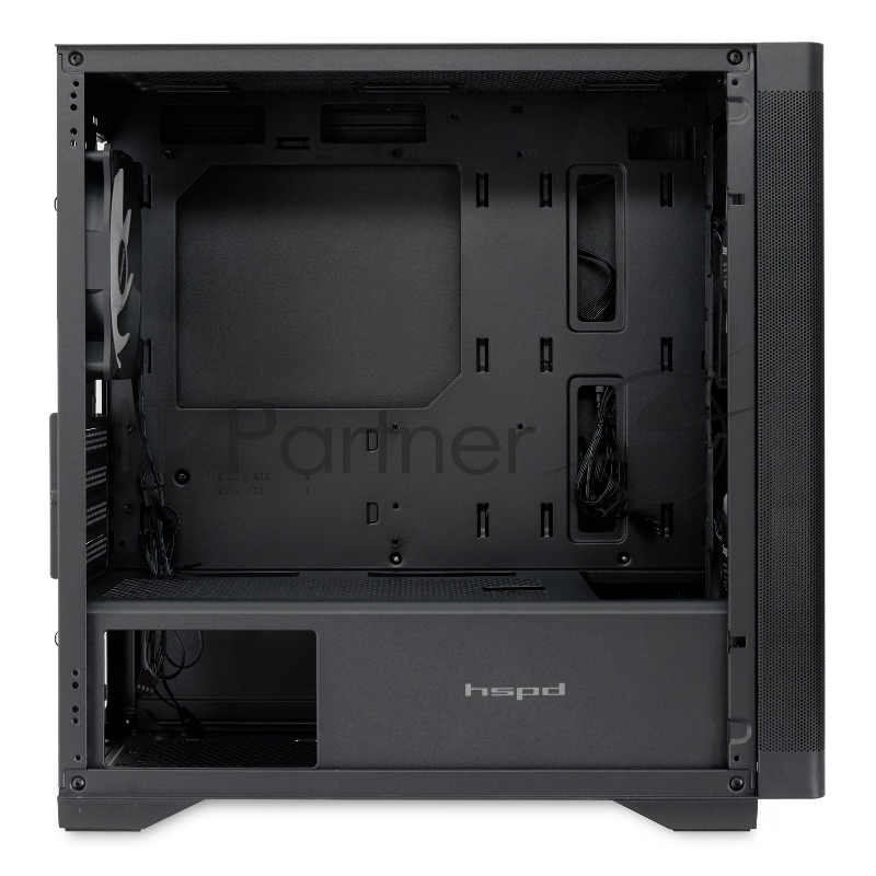 Корпус без блока питания/ HSPD M320, Mesh Mini-tower, Black, slide TG, 0.45 SPCC, 2x140mm ARGB+1x120mm ARGB mATX, mITX 160/340/184mm 2x2.5, 2x3.5, 4xPCI 2xUSB-A 3.0, 1xUSB-A 1.0 390x200x385mm