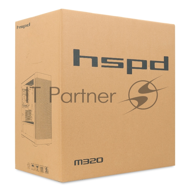 Корпус без блока питания/ HSPD M320, Mesh Mini-tower, Black, slide TG, 0.45 SPCC, 2x140mm ARGB+1x120mm ARGB mATX, mITX 160/340/184mm 2x2.5, 2x3.5, 4xPCI 2xUSB-A 3.0, 1xUSB-A 1.0 390x200x385mm