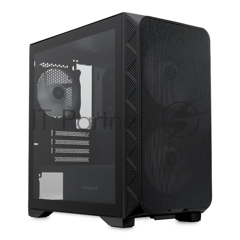Корпус без блока питания/ HSPD M321, Mesh Mini-tower, Black, slide TG, 0.45 SPCC, 2x140mm ARGB+1x120mm ARGB mATX, mITX 160/340/184mm 2x2.5, 2x3.5, 4xPCI 2xUSB-A 3.0, 1xUSB-A 1.0 390x200x385mm